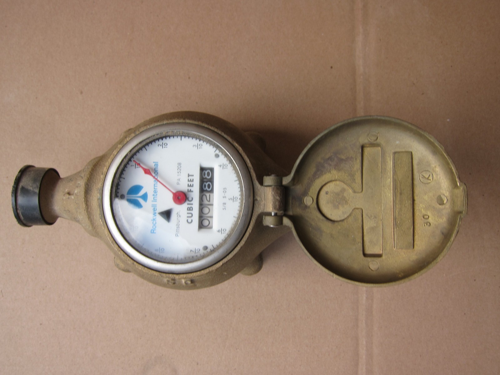New Old Stock  Rockwell Bronze Cubic Foot Water Meter 5/8"