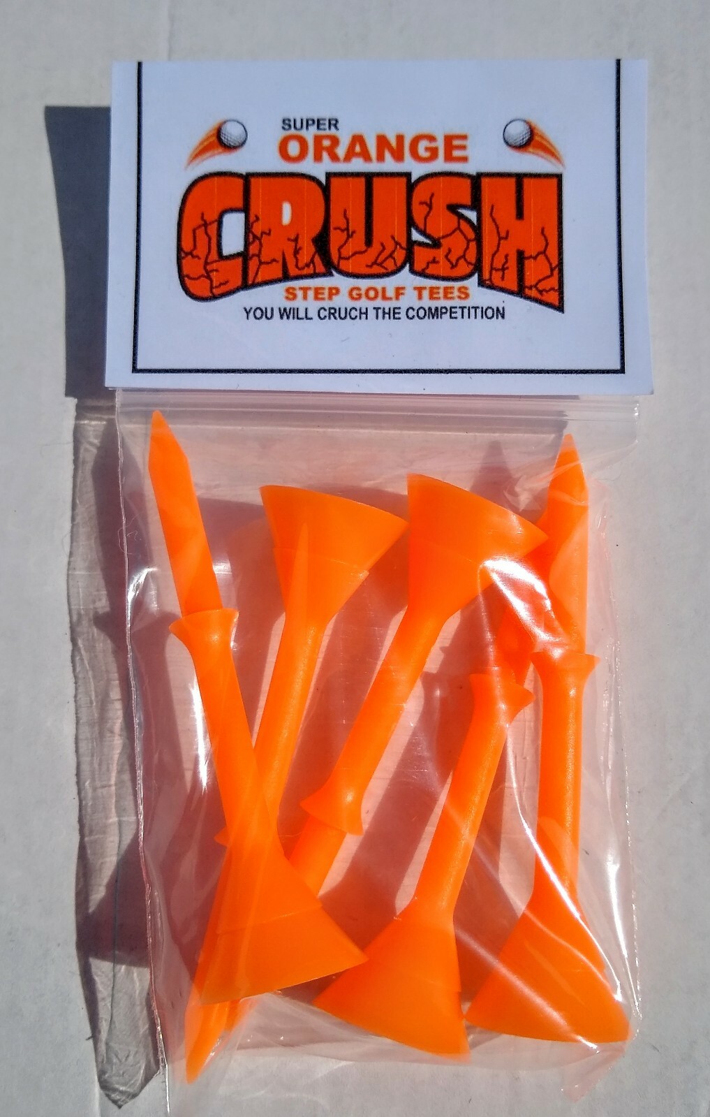 Plastic step down golf tees Orange crush tees 2 pack like Martini golf tees