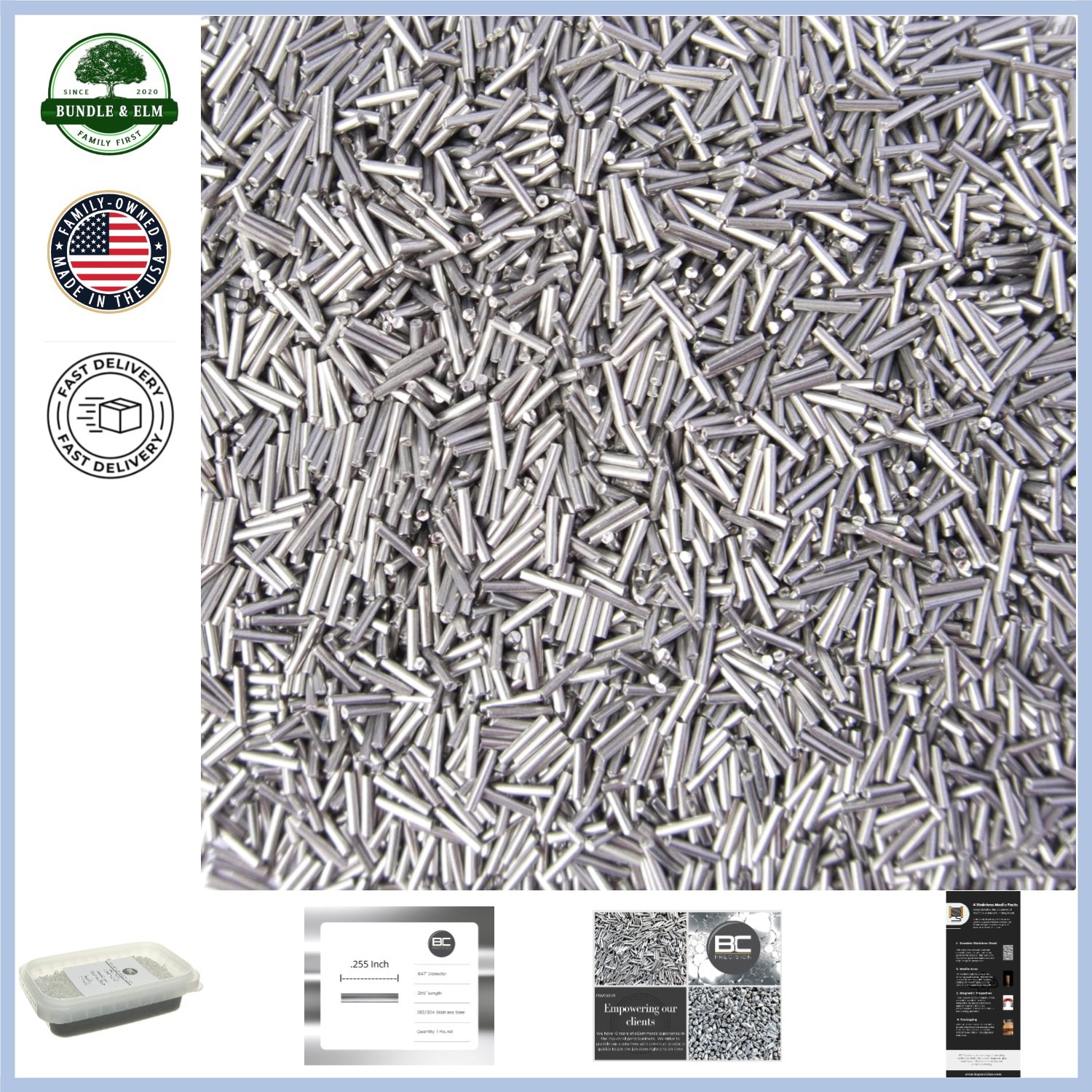 1 LB Stainless Steel Tumbling Media Pins for Rotary and Magnetic Tumblers