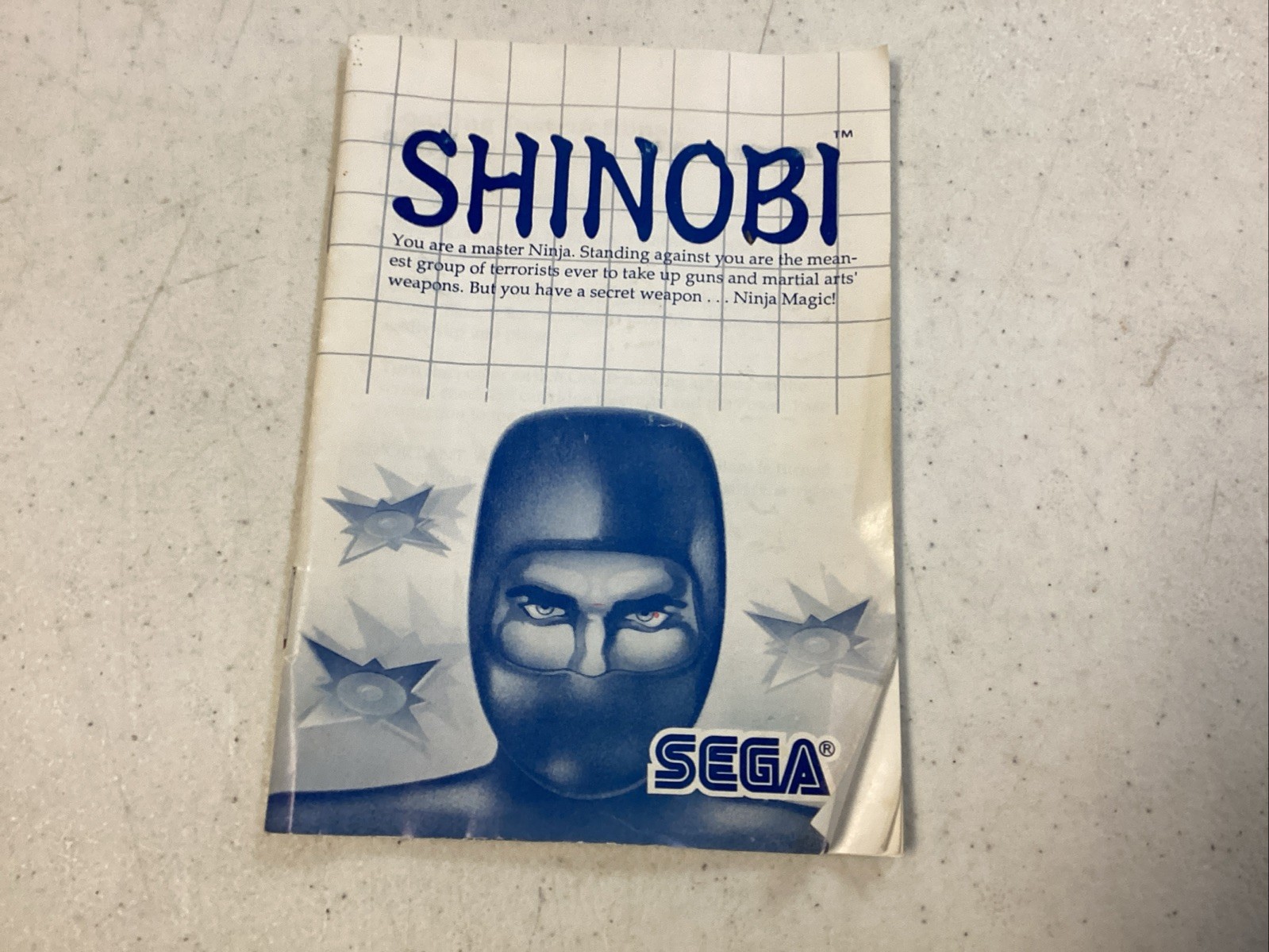 Sega Master System Shinobi 1988 CIB Manual Tested C