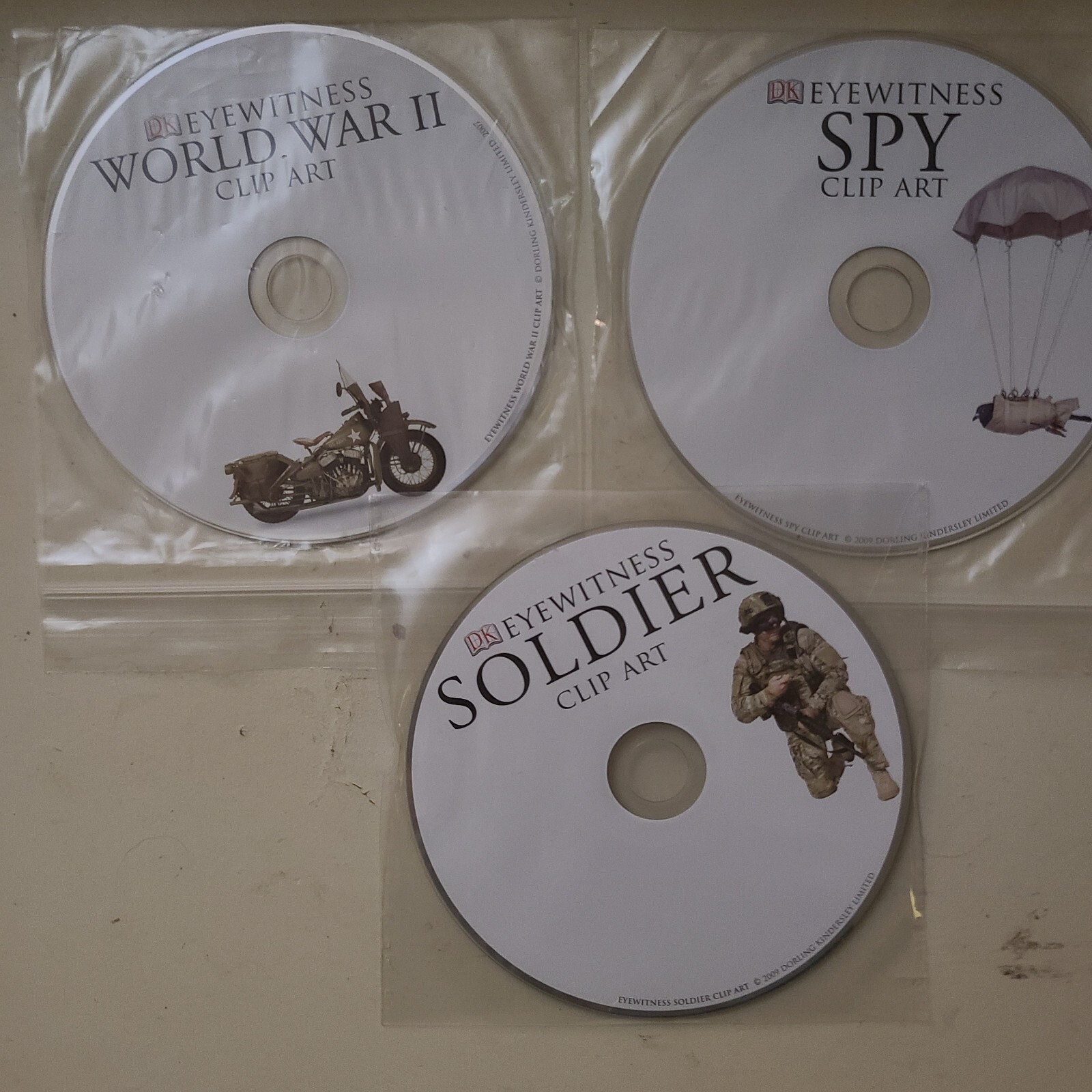 3 Lot of DK EYEWITNESS CLIP-ART CD's~SPY + SOLDIER + WORLD WAR II (Win/MAC)
