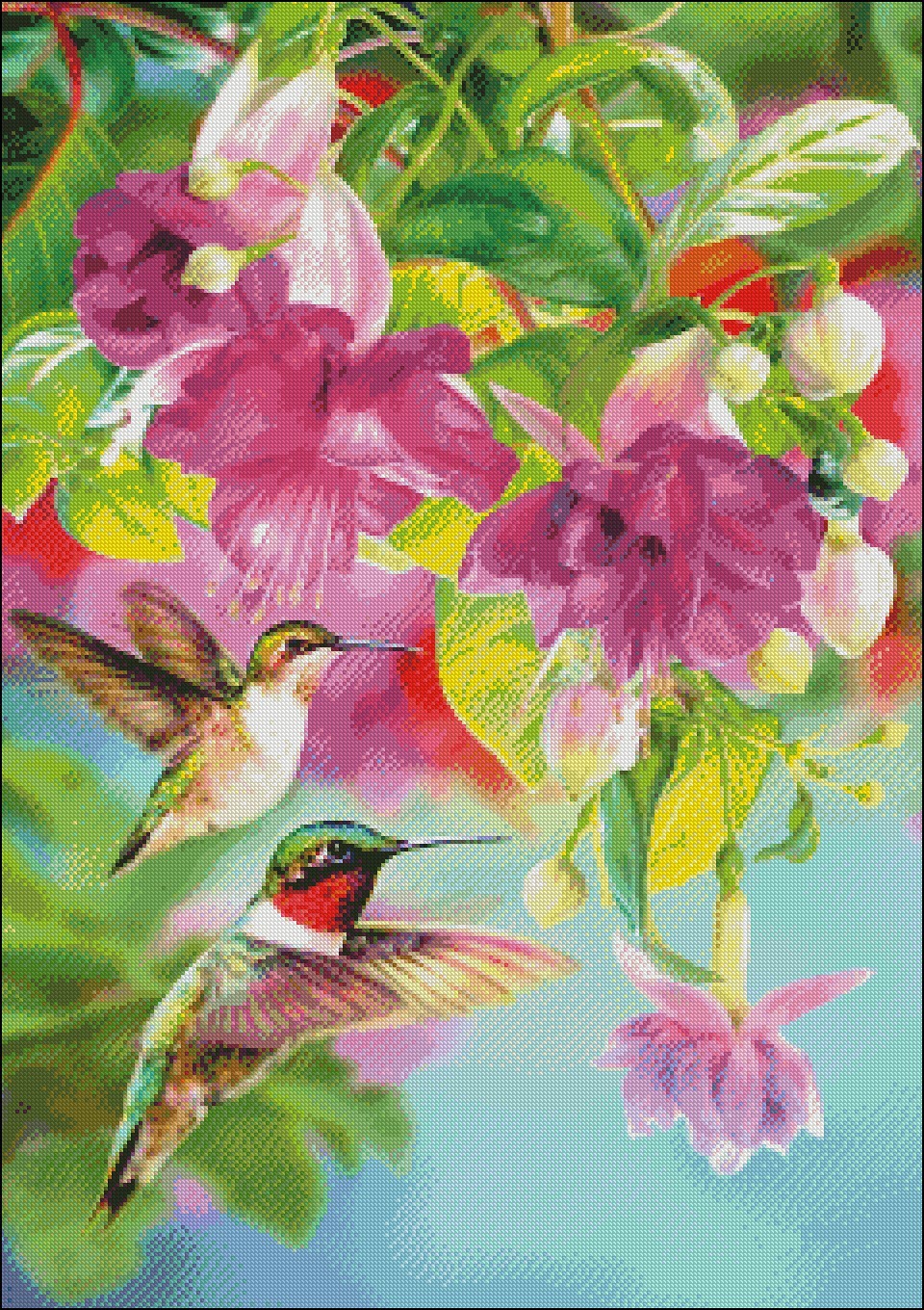 Chart Needlework DIY - Counted Cross Stitch Patterns - Hummingbirds 4