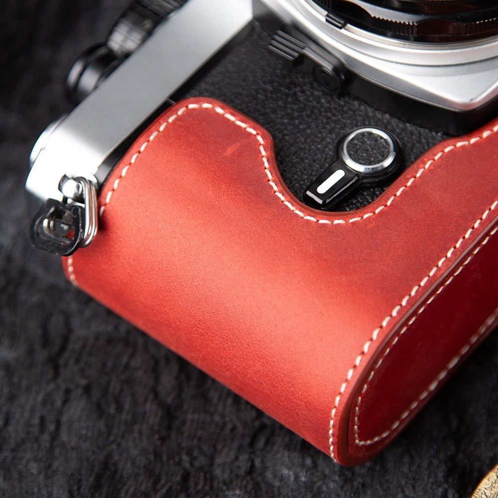 Handmade Genuine Real Leather Half Camera Case Bag Cover For Nikon FM FE