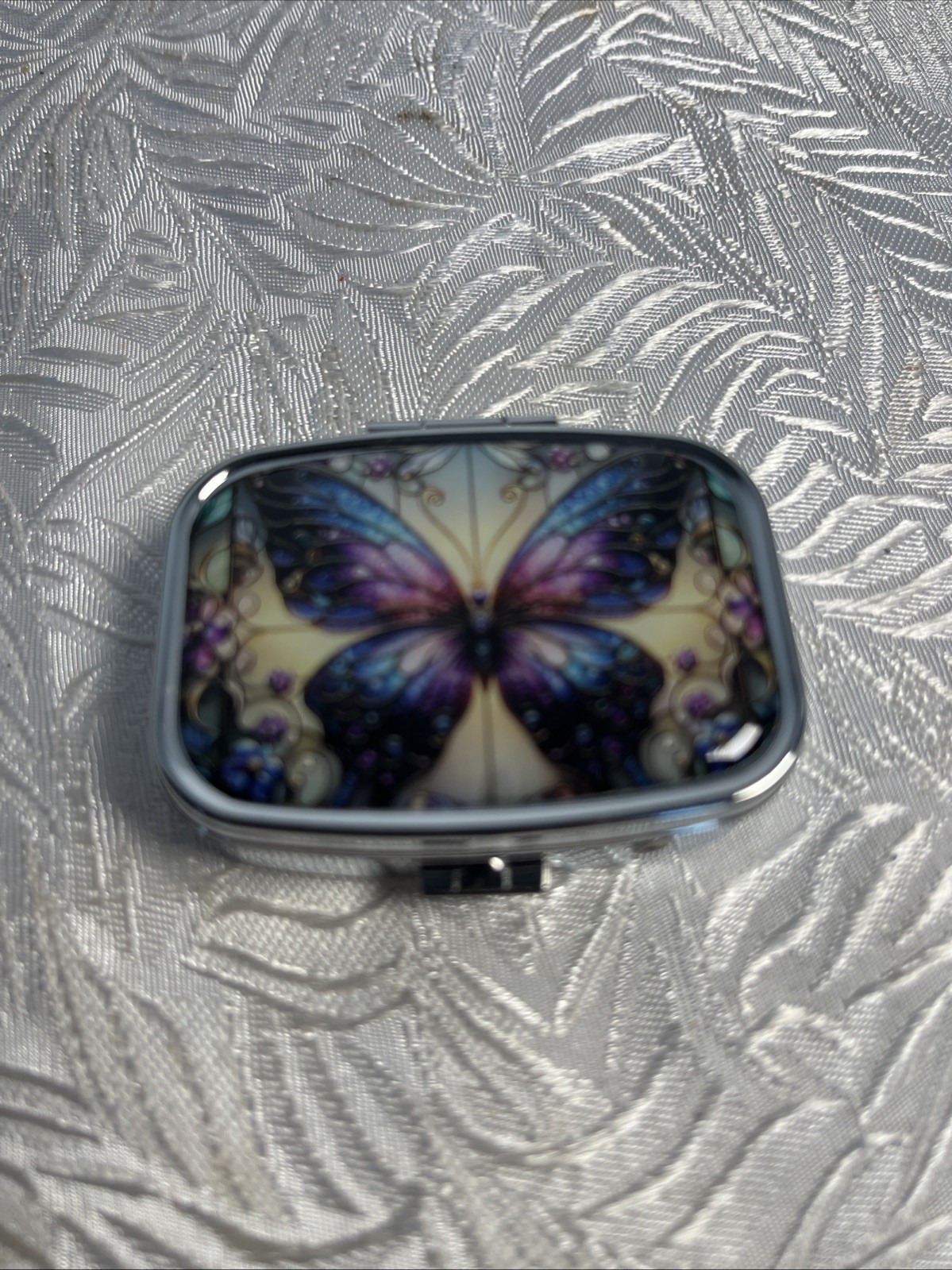 Metal Pastel Blue&Purple Butterfly Pill/Stash Box NEW