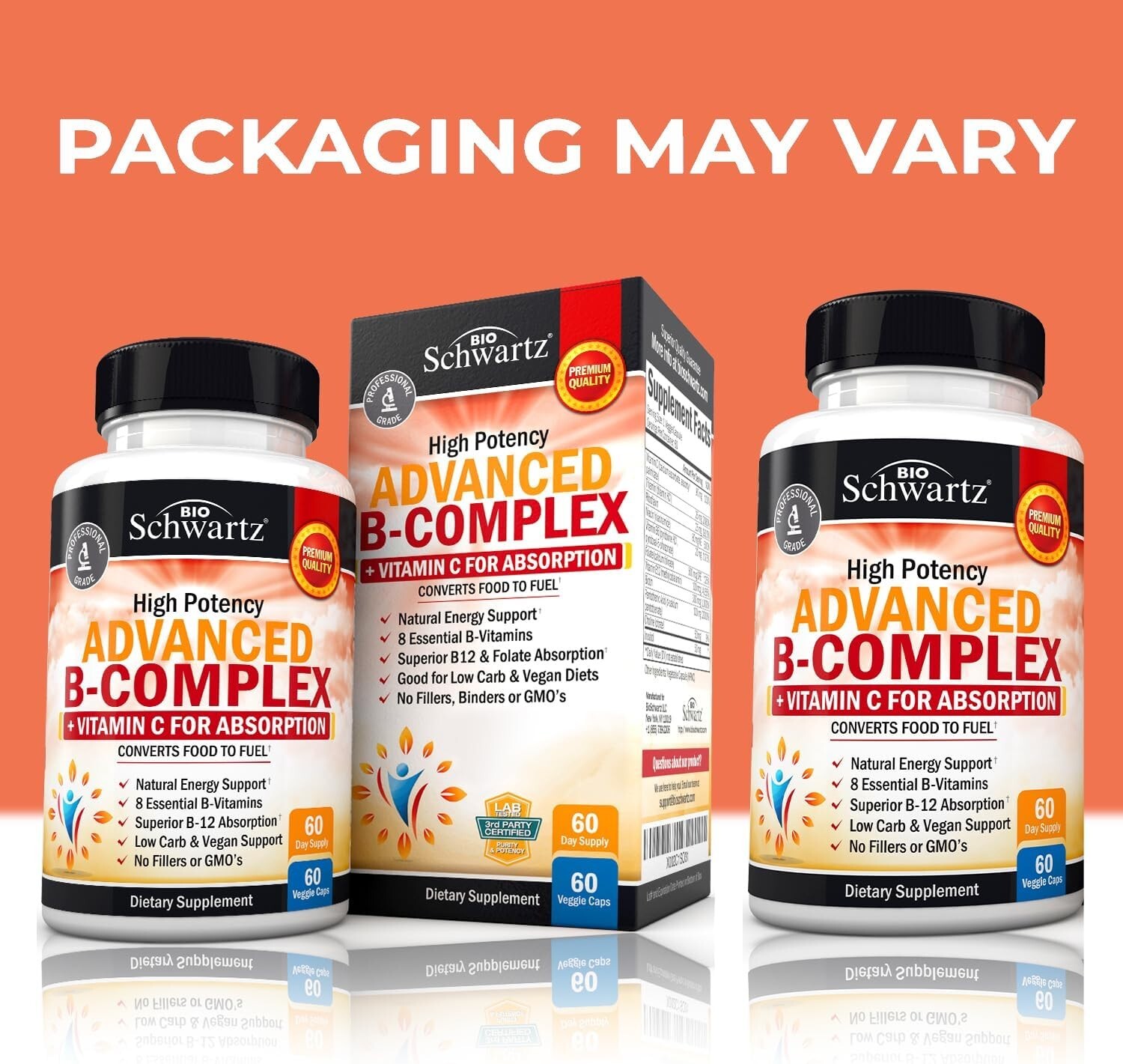 Vitamin B Complex with Vitamin C for Maximum Absorption Methylcobalamin b12 60ct