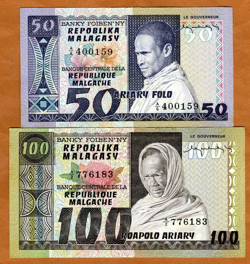 SET Madagascar, 50-100 francs, ND (1974-1975), P-62-63, aUNC
