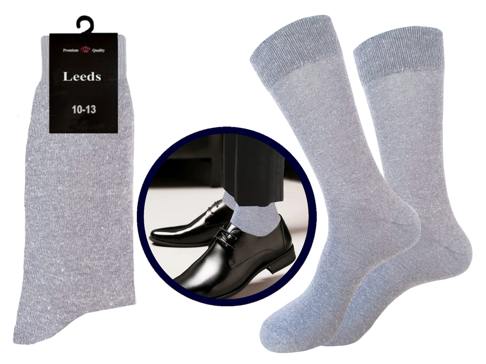 12 Pair Dress Socks Solid Colors NATURAL COTTON Formal Socks 10-13