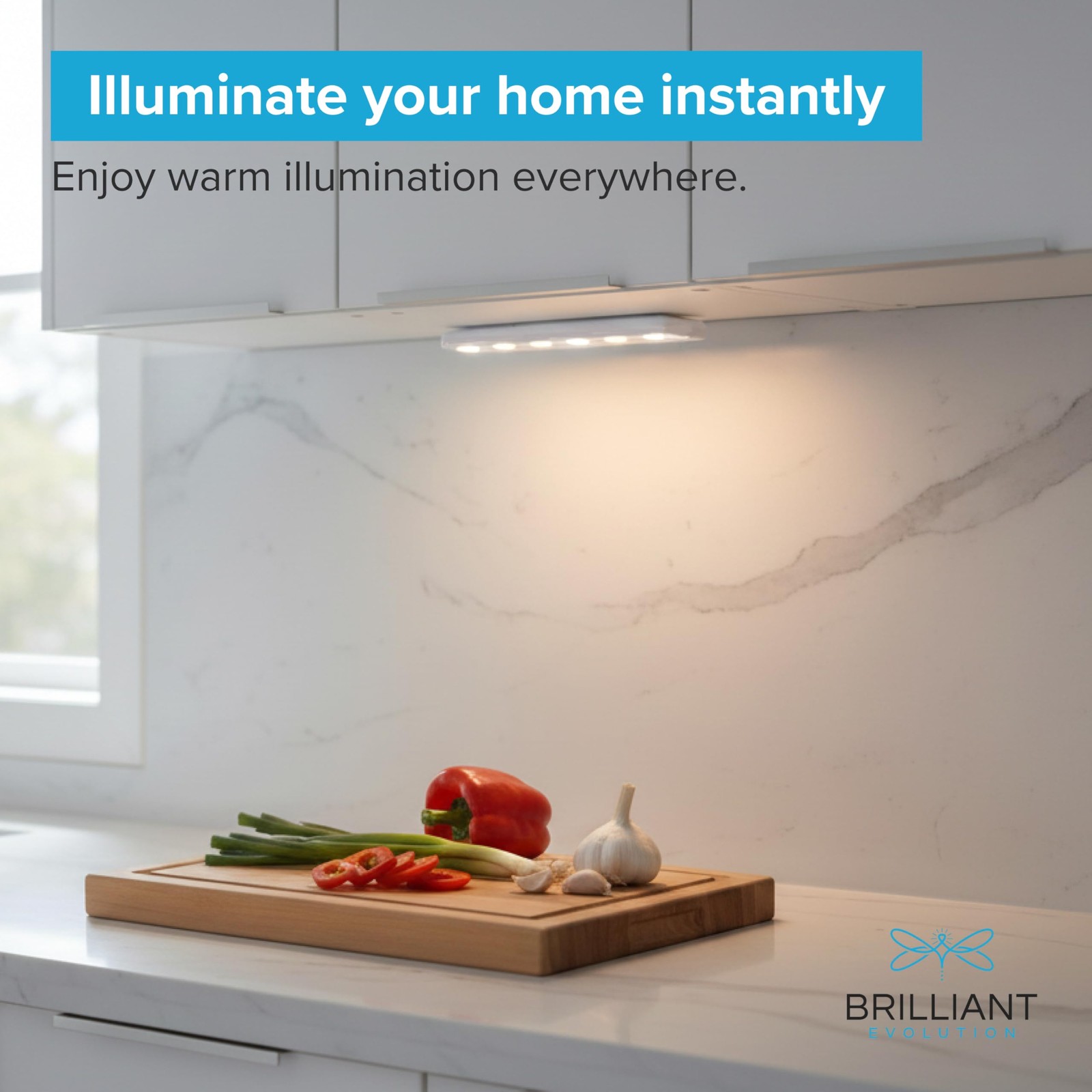 Brilliant Evolution 0.9" Ultra-Thin Wireless Under Cabinet 1 pack, White