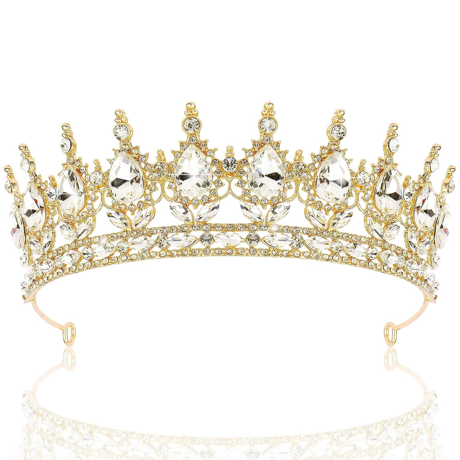 TOBATOBA Gold Crown Tiaras for Women, Crystal Wedding Tiara, Princess Headpiece