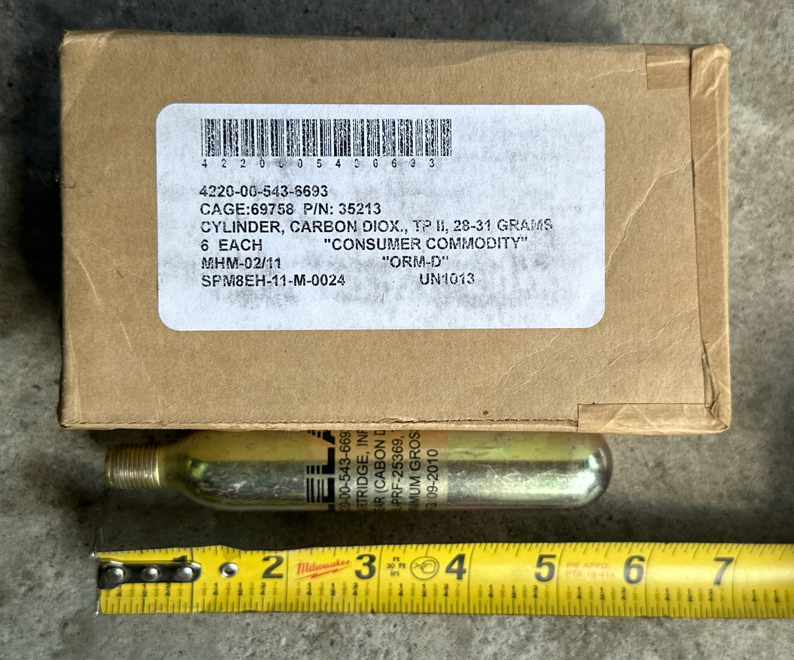 CO2 Threaded Inflator Cartridge 28-31 Grams