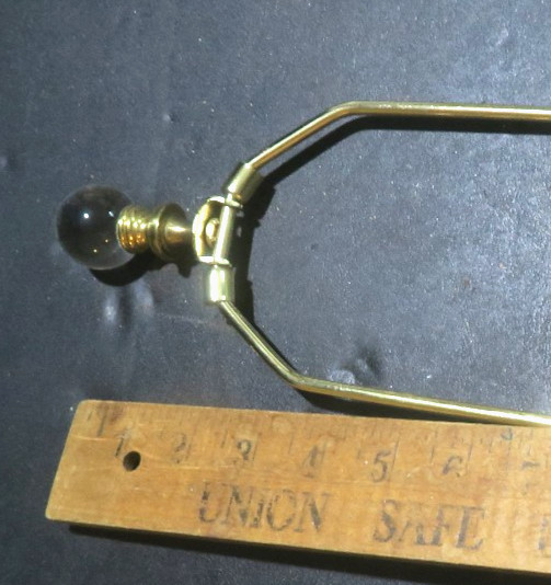Harp vintage lamp part metal old glass ball finial shade holder Ornate