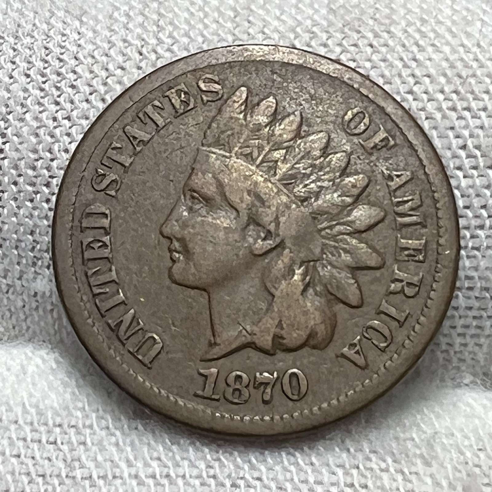 1870 Shallow "N" Semi-Key Indian Head Cent Penny receive coin pictured#3068