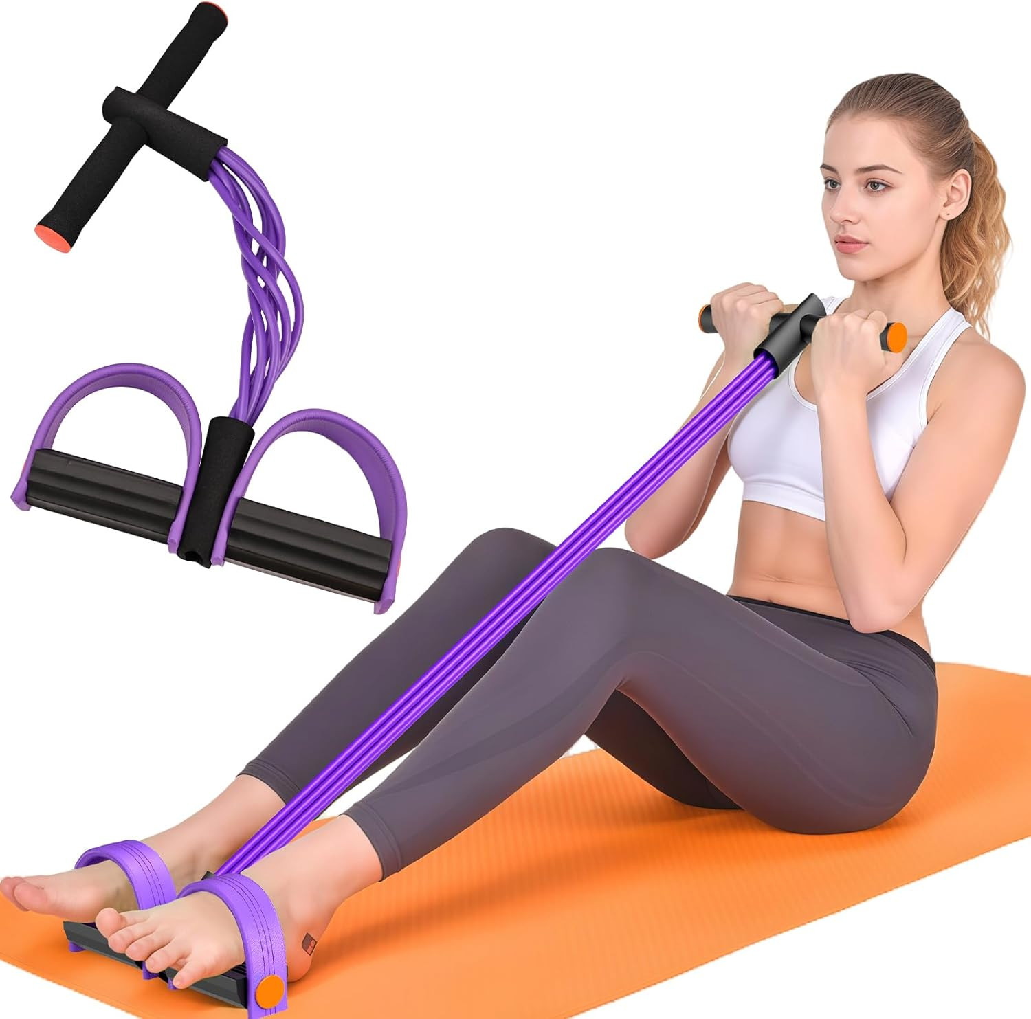 Resistance Bands with Handles, 6-Tube Elastic Pedal Resistance Band for Working