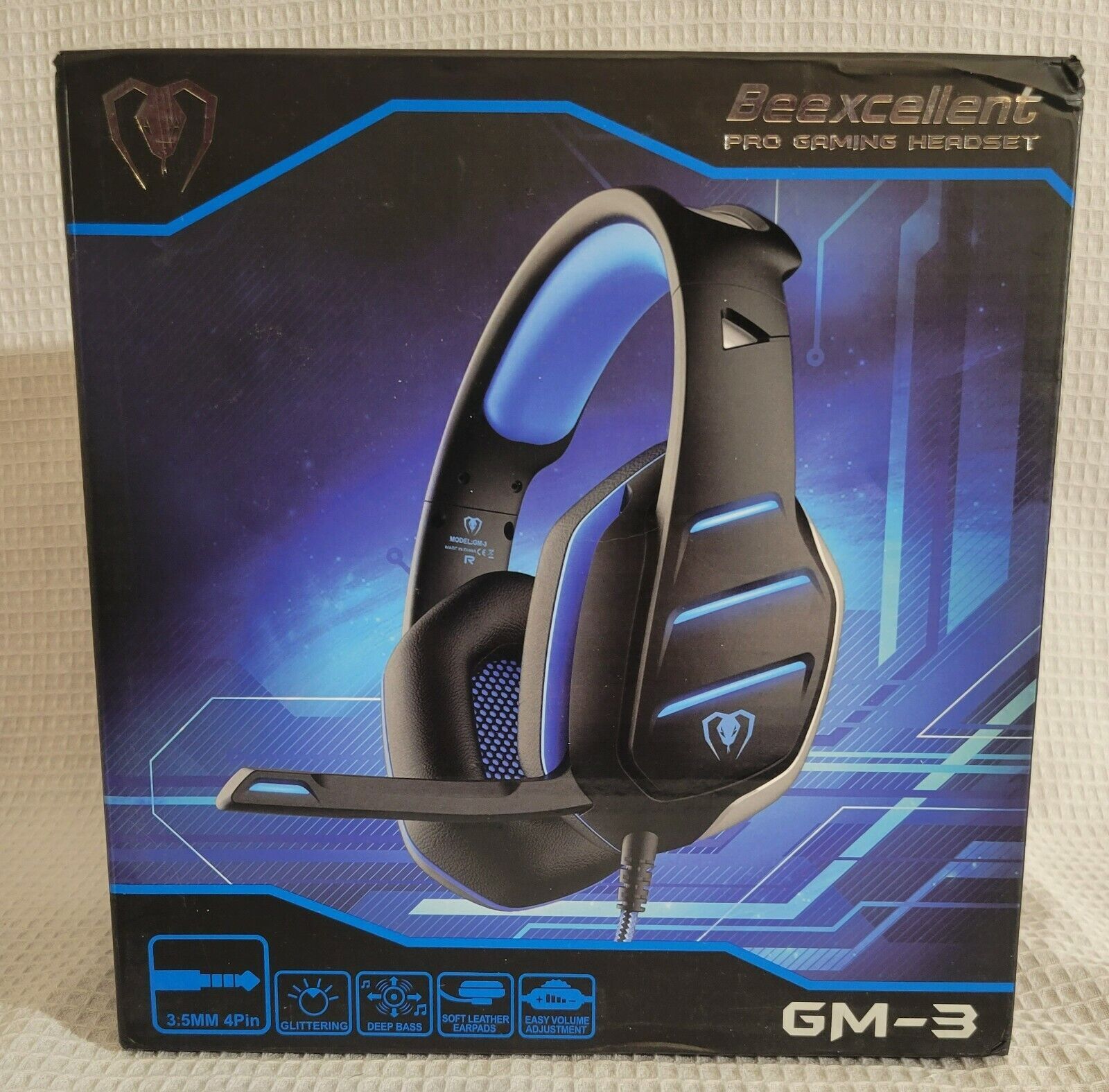 Gaming headphones wired  black blue gm-3 beexcellent