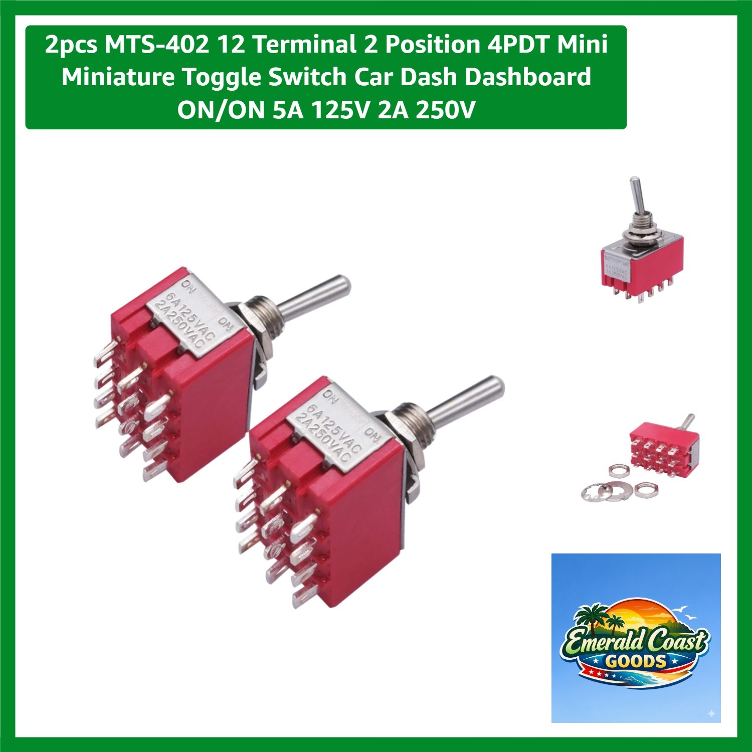 2pcs 12 Terminal 2 Position 4PDT Mini Miniature Toggle Switch Car Dash Dashbo...