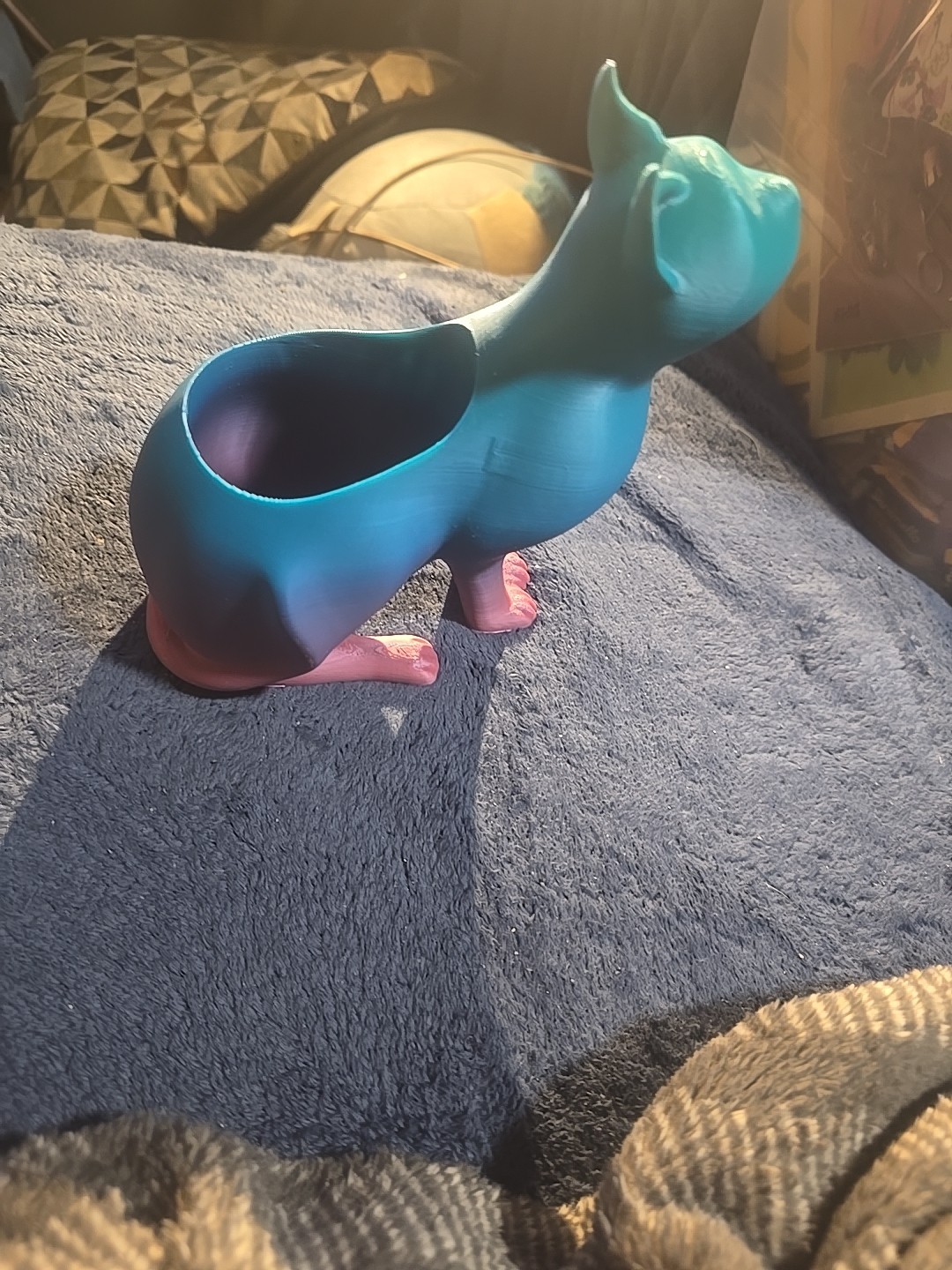 Blue And Purple Sitting Kitty Planter