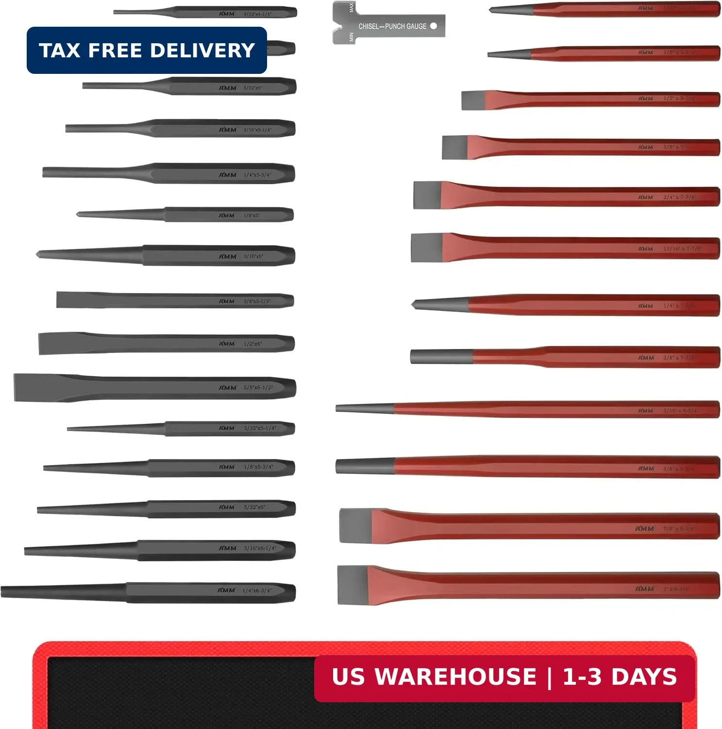 AMM 28 PCS Heavy Duty Punch and Chisel Set, Including Taper Punch, Cold Chisels,