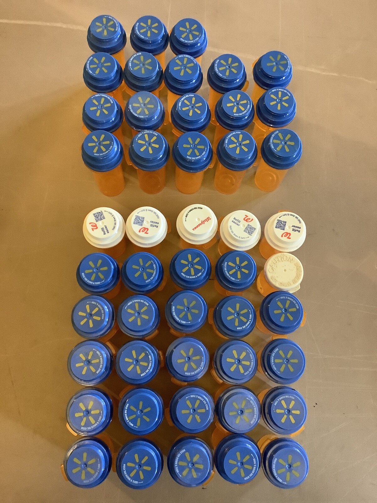 Lot of 48 Prescription Rx Pill Bottles Empty Amber Craft Storage Art Repurpose