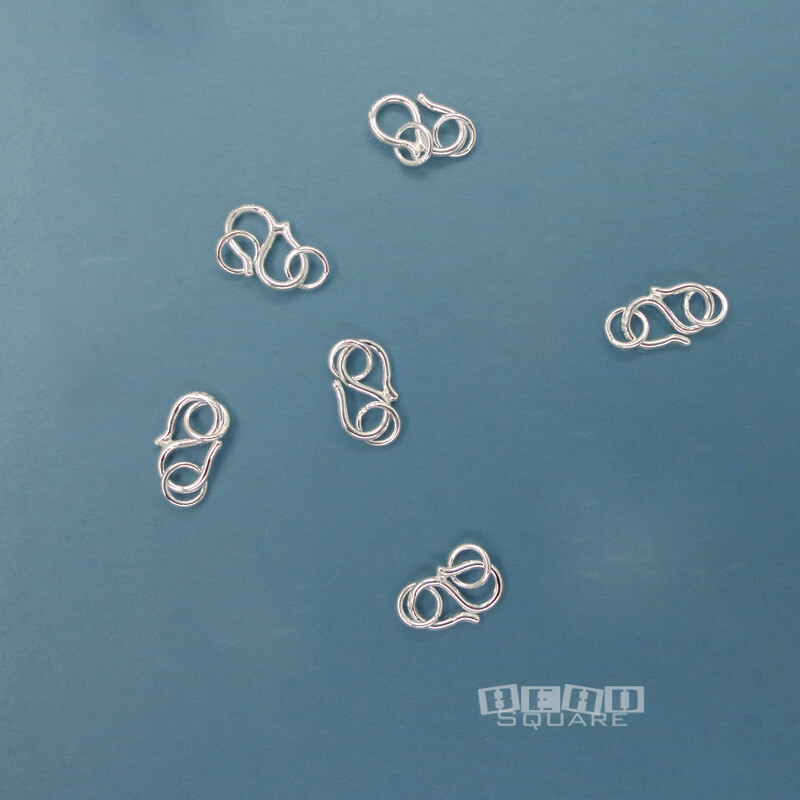 6 Solid Sterling Silver 8.8mm S Hook Clasp Connector w/Closed Rings #33293