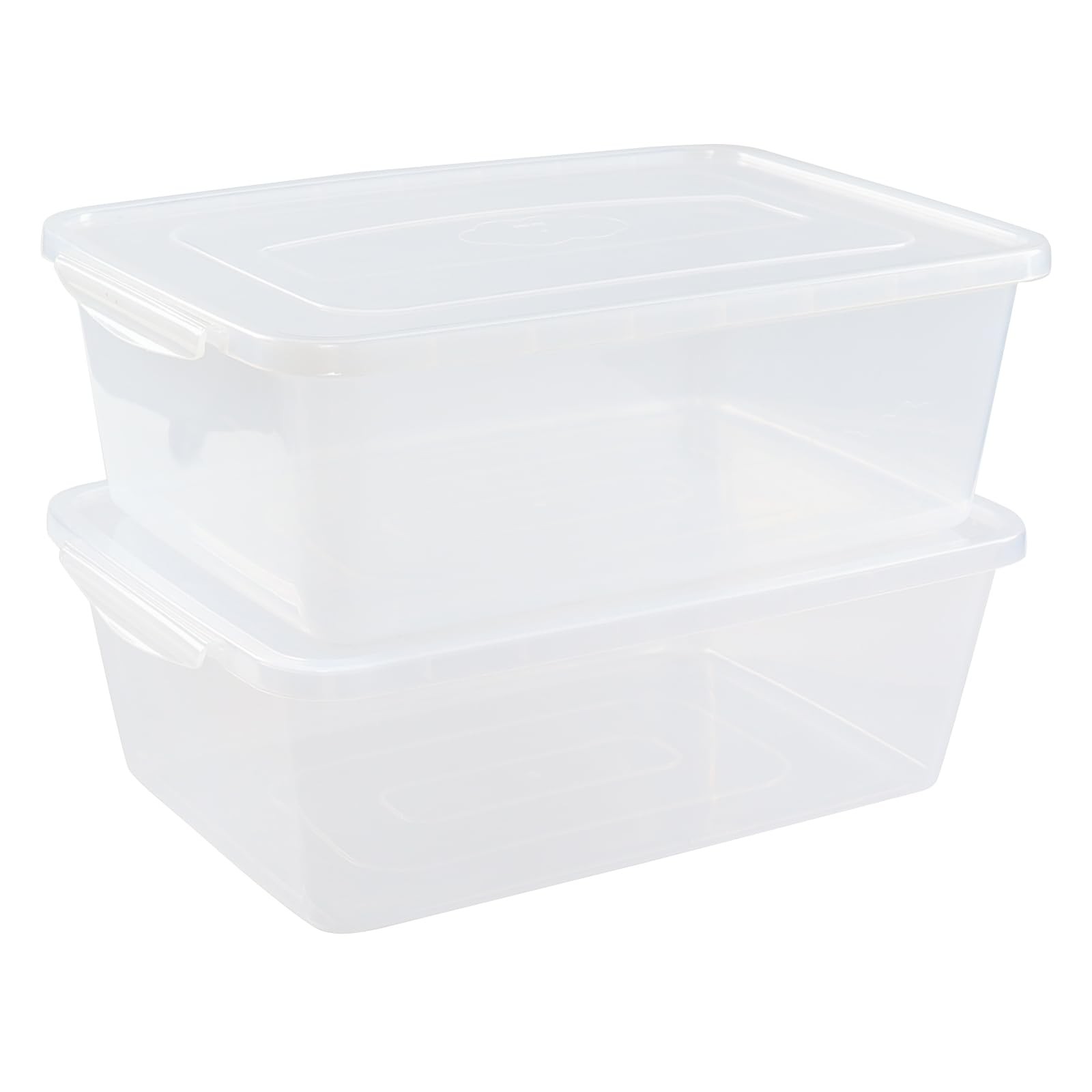 2 Pack 16 Quart Clear Latching Bin Plastic Multiuse Container Box Lid