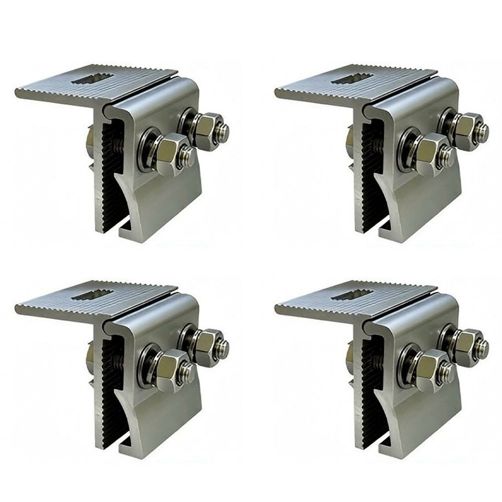 Aluminium Roof Fold Clamps 1-4 pcs for PV Solar Panel Rooftop Installation