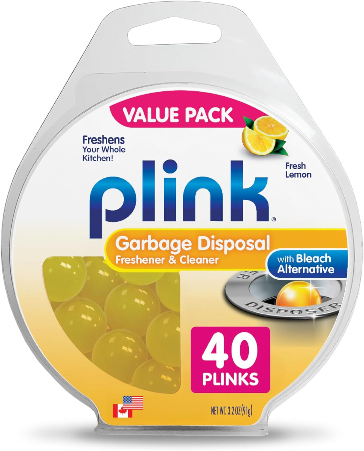 Garbage Disposal Cleaner Deodorizer Freshener Balls Lemon Scent 40 Count