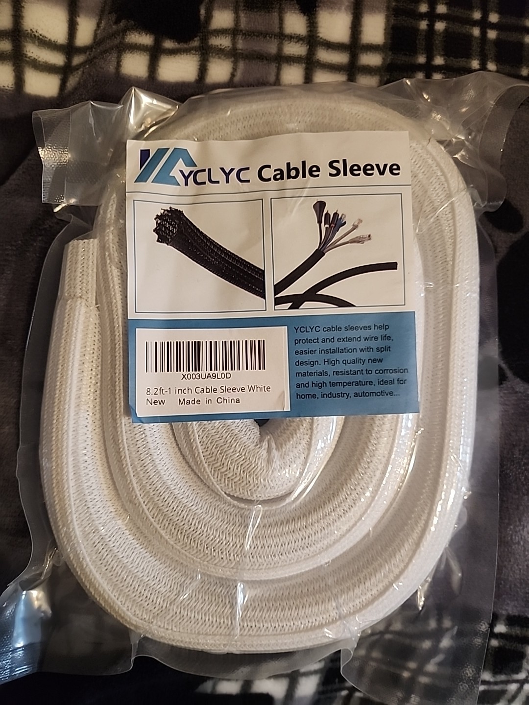 Yclyc - 8.2FT - 1 inch Cable Sleeve White  New Sealed