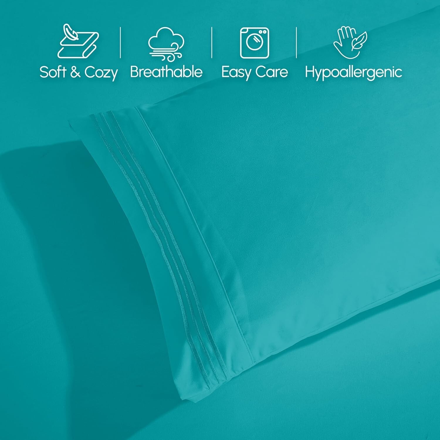 Extra Deep Pocket Queen Sheet Set - 1500 Thread Count Soft Teal Bedding