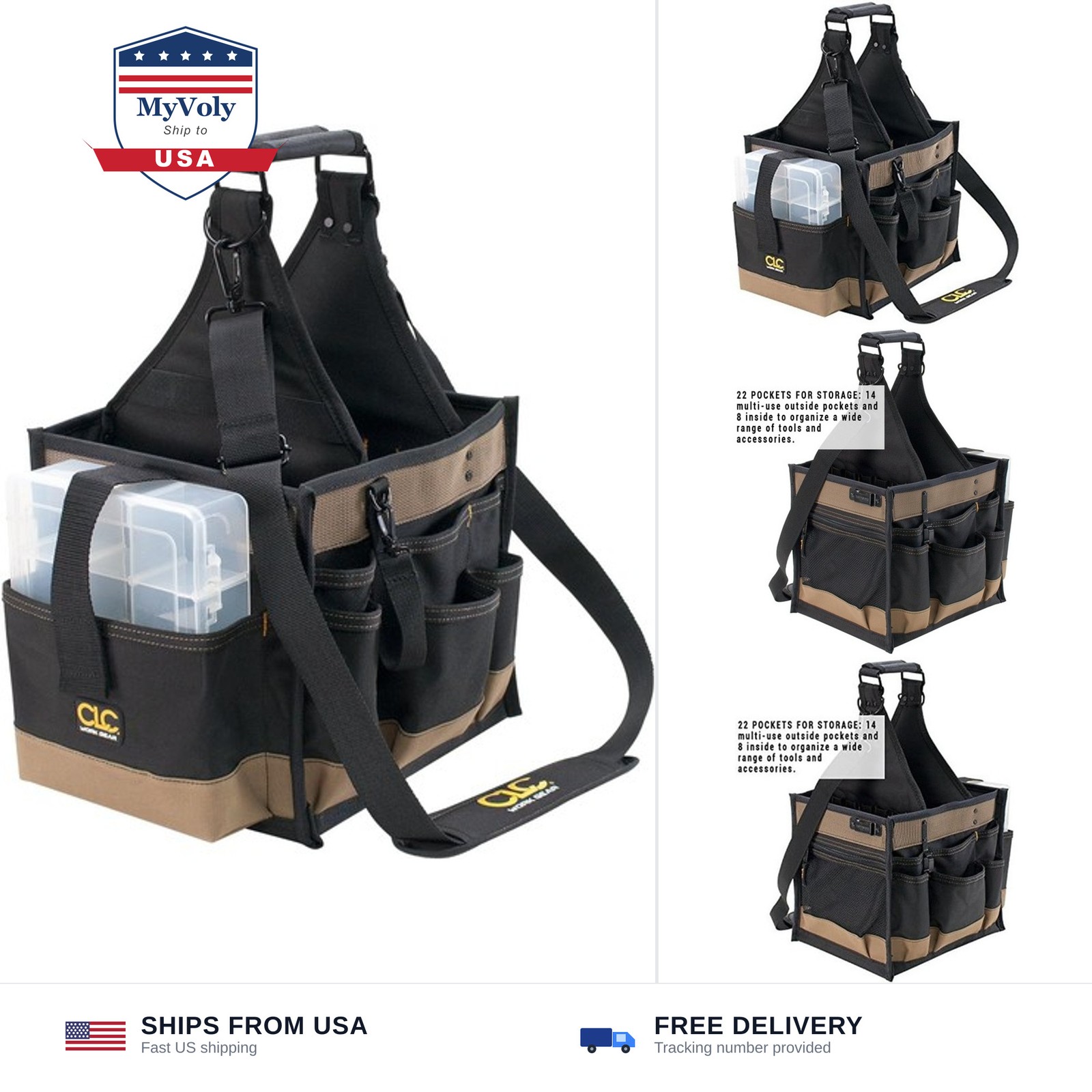 CLC Custom LeatherCraft 1528 Large Electrical and Maintenance Tool Carrier, B...