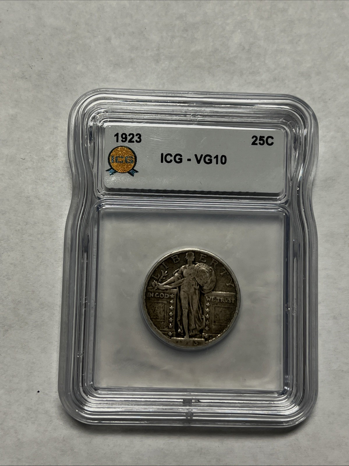 1923 Standing Liberty Quarter VG10 ICG - Ready to shop