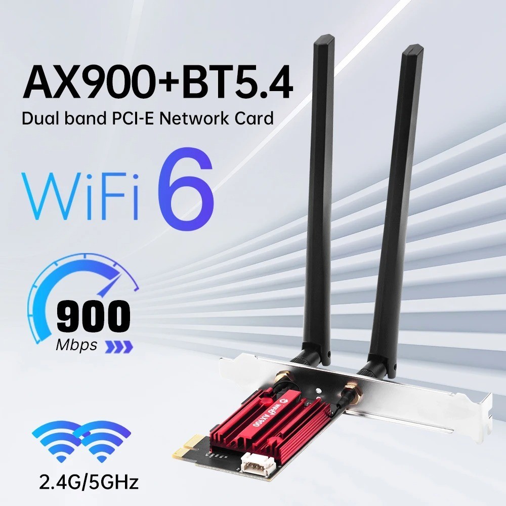 WiFi 6 PCIe FV-AX900pro Network Card Bluetooth 5.4 Dual-Band 2.4G/5.8GHz Externa