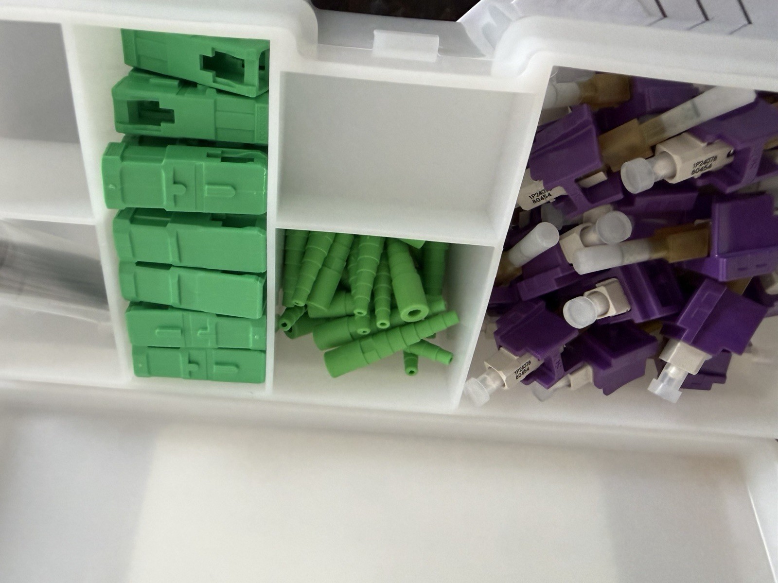 21 pack of Corning OptiSnap SC APC Fiber Connector SC to SC Green/Purple /blue