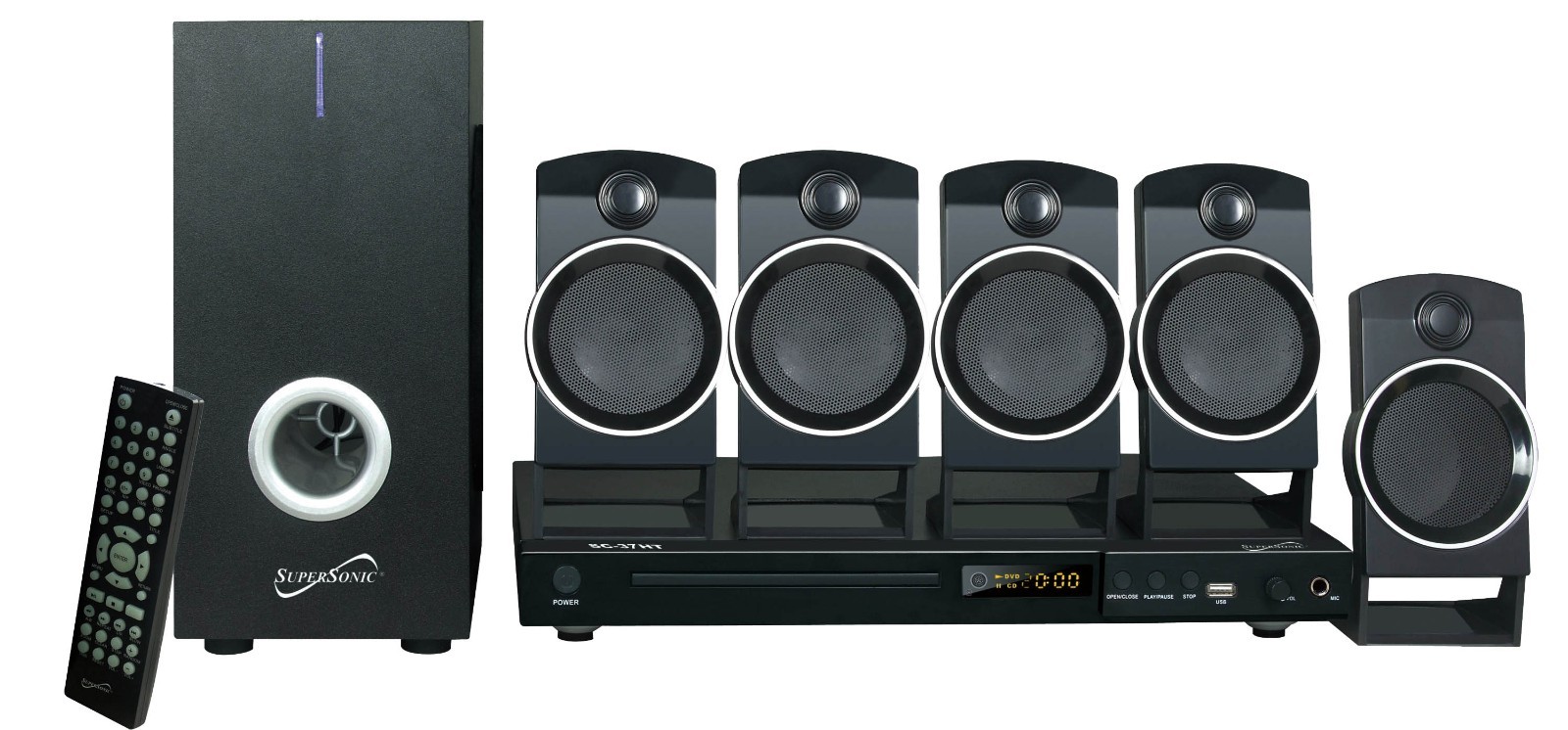 Supersonic SC-37HT 5.1 Channel Surround Sound Multi-Zone DVD Home Theater System