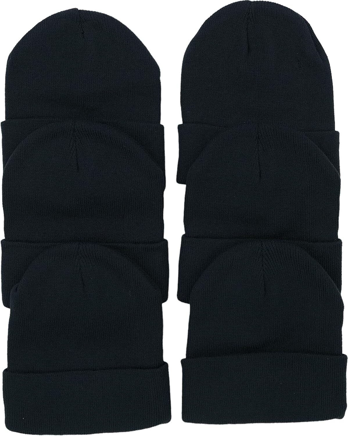 ToBeInStyle Unisex Pack of 6 or 3 Soft Stretchy Beanies One Size, 6-pack Black