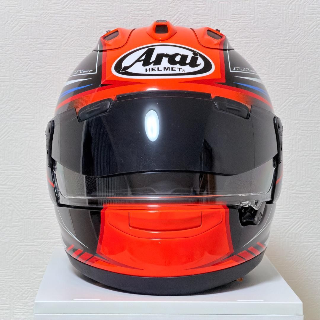Arai RX-7X Maze Red Full Face Helmet L Size (59-60cm) with Pro Shade System