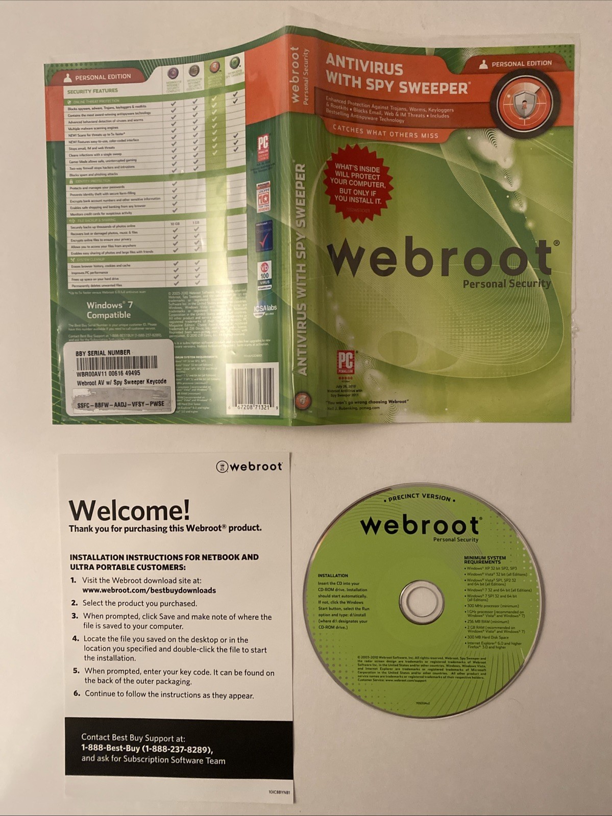 Webroot Antivirus with Spy Sweeper Personal Security PC 2010 Windows