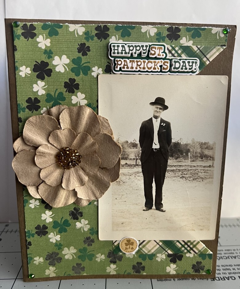 Happy St. Patrick's Day Vintage Photograph Art Greeting Card Man Hat Smiles (S)