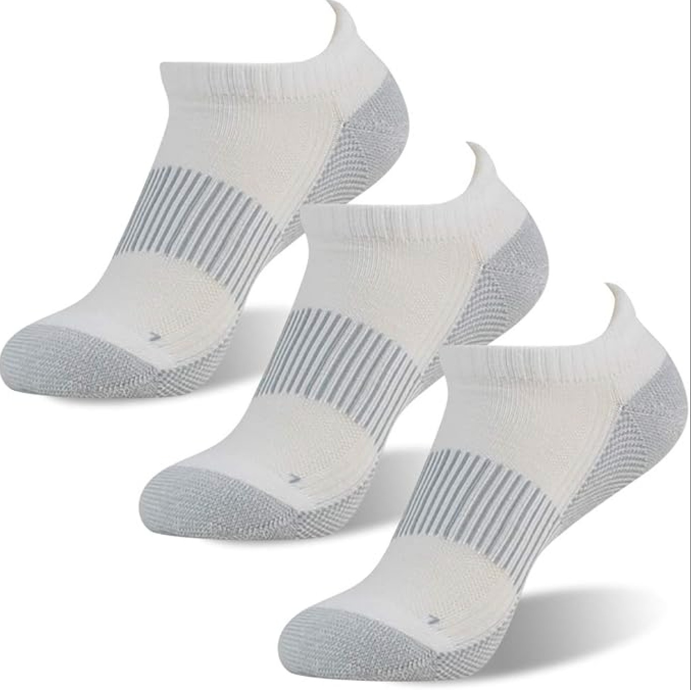 TruFit Unisex 3 Pack Arch Support Copper Compression No-Show Socks Sizes 6-12