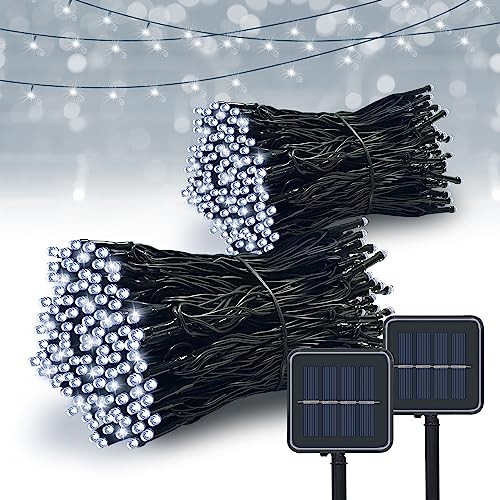 Vimorg Solar String Lights Outdoor, 2 Pack 79FT 200 LED 100Cool White