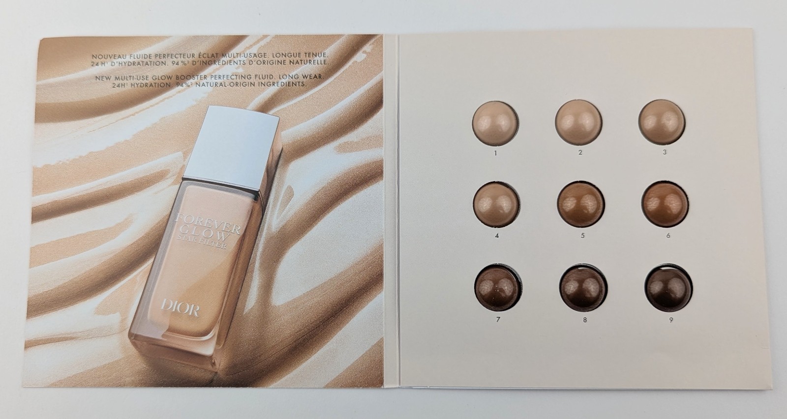 Dior Forever Glow Star Filter Multi-Use Glow Booster 9-Shade Sample Card