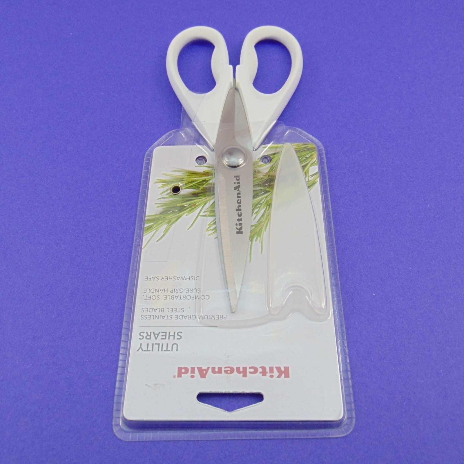 KitchenAid Utility Kitchen Shears Scissors White Handle Stainless Steel Blades