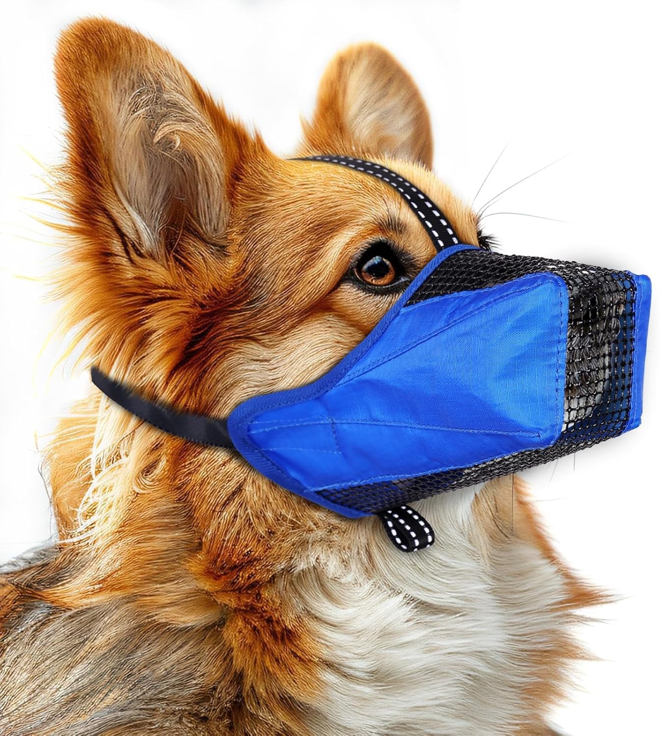 Mesh Dog Muzzle Breathable Soft Dog Muzzle W/ Reflective Straps Secure Fit