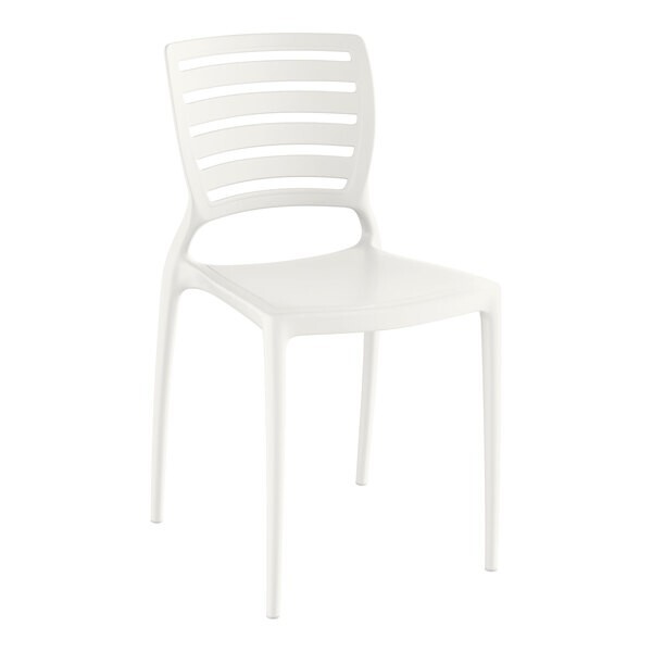 Bistro Style White Resin Stackable Outdoor Patio Restaurant Dining Chair