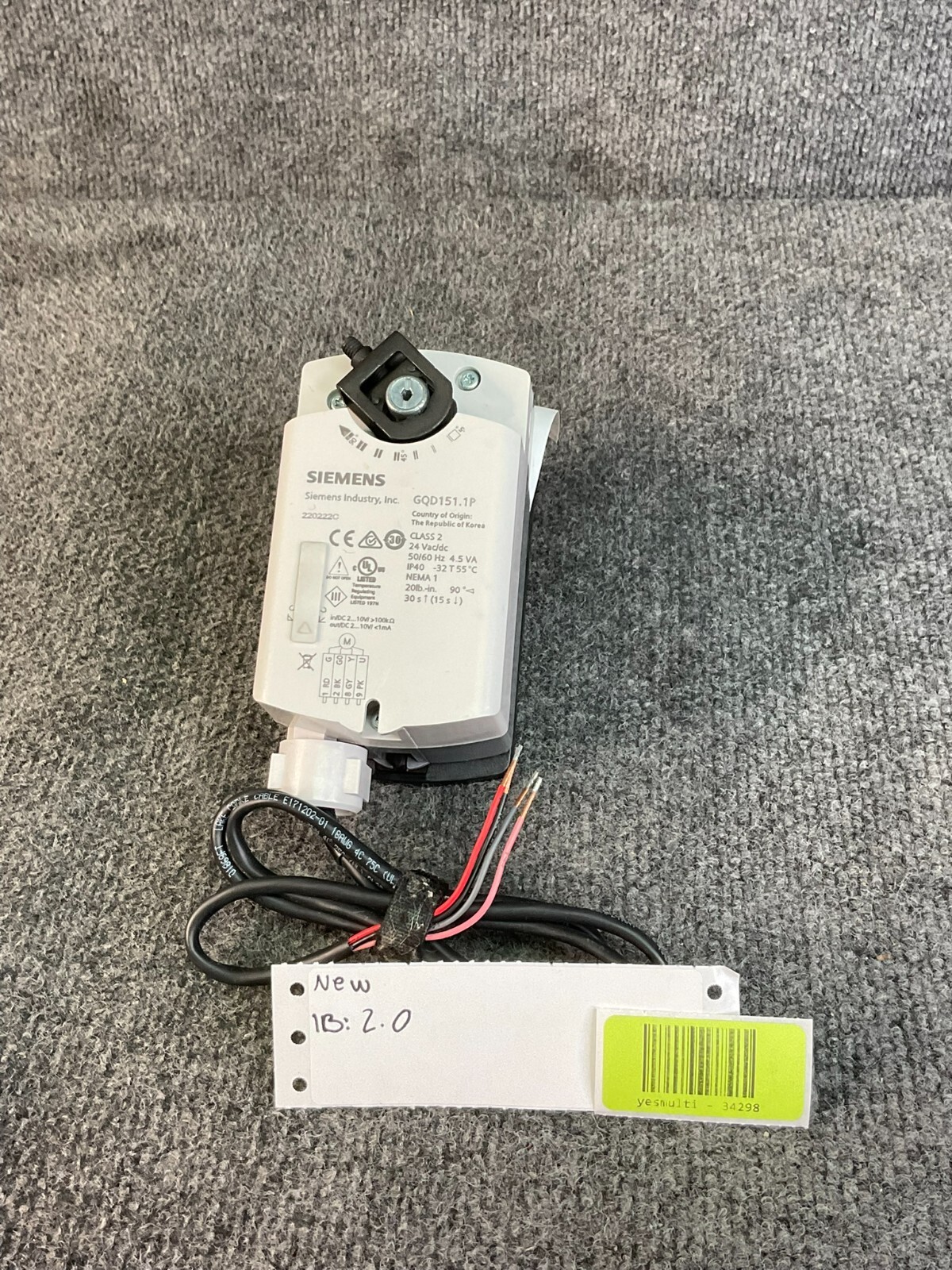 Siemens GQD151.1P Electric Damper Modulating Control 34298
