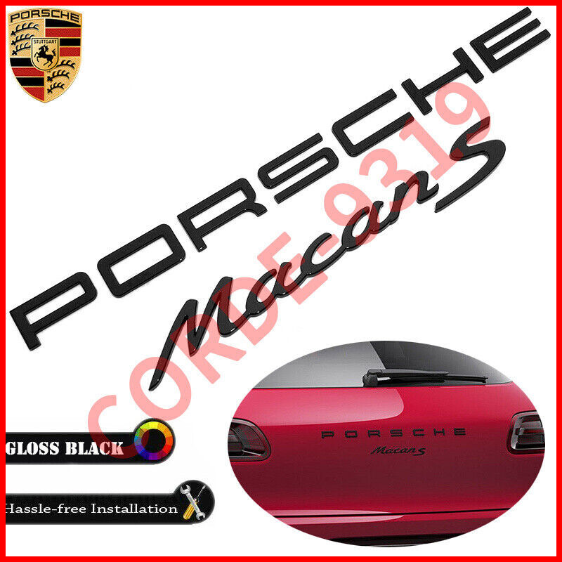 New Black PORSCHE Macan S Letter Rear Badge Emblem Look Deck Lid 95B-853-675-D