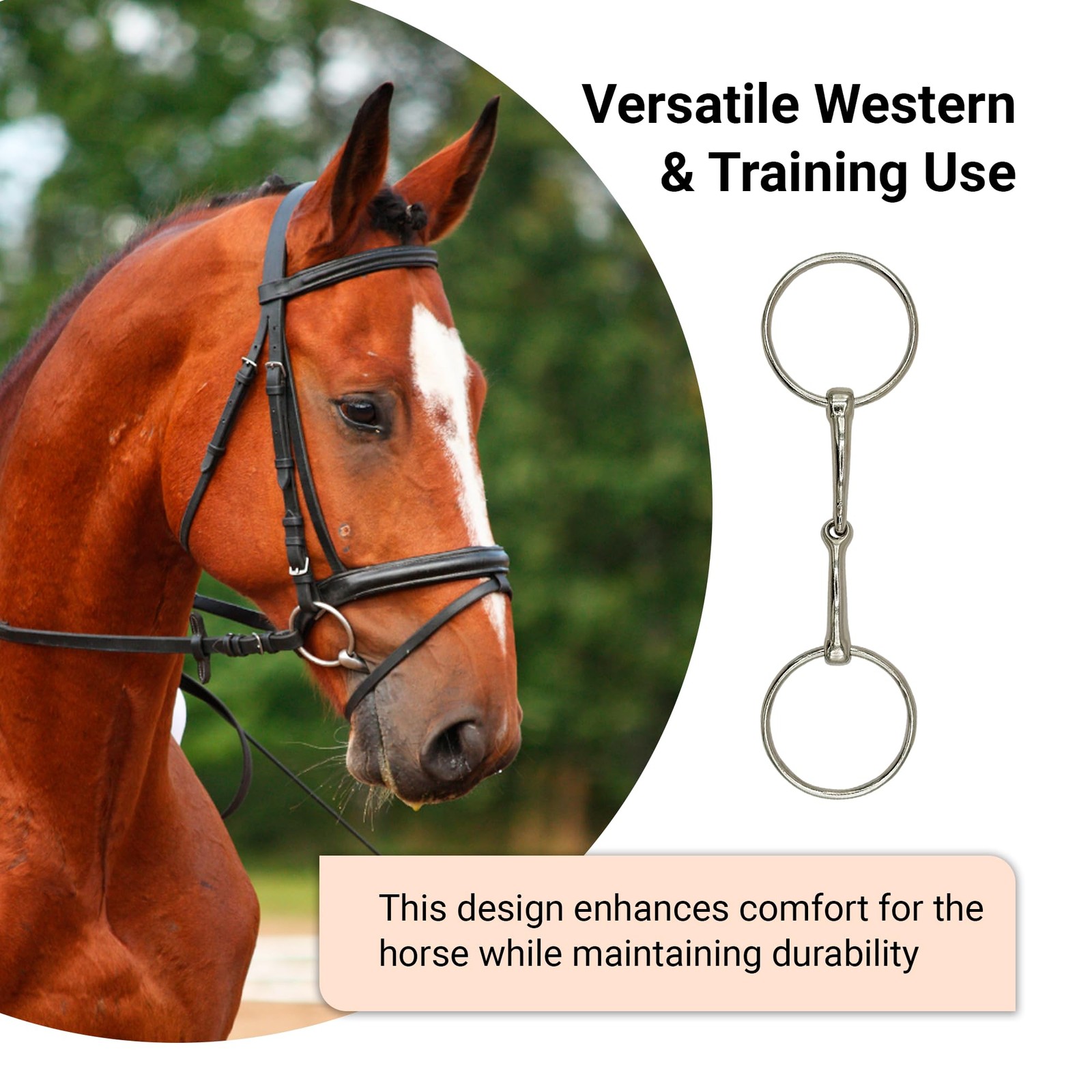 Loose Ring Snaffle Bit for Horses - Iron Training Bit for Sensitive Riders, 5"