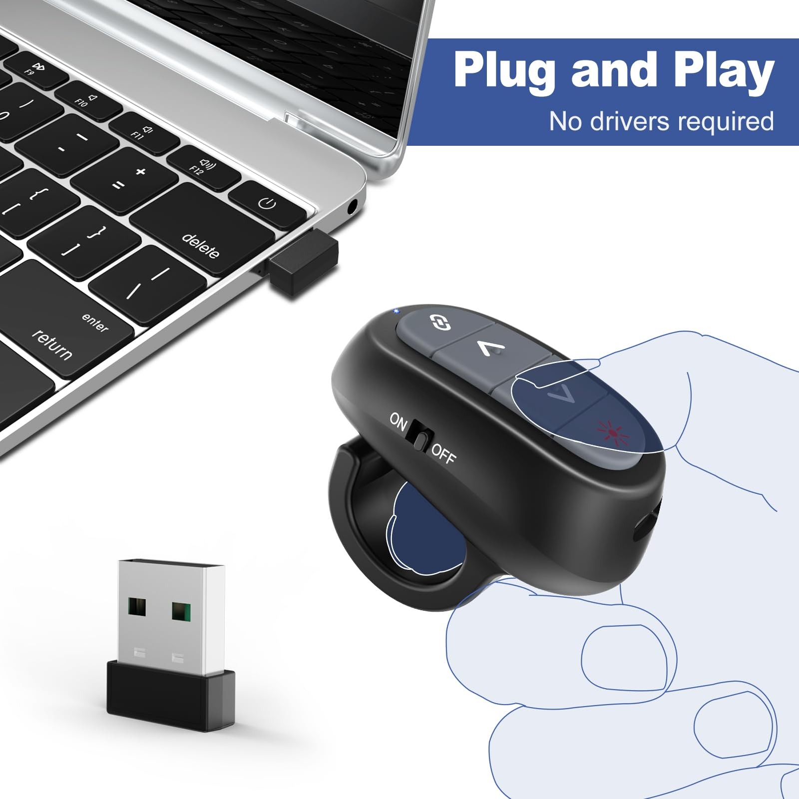 Presentation Clicker PowerPoint Wireless Presenter Remote: Laser Pointer Comp...