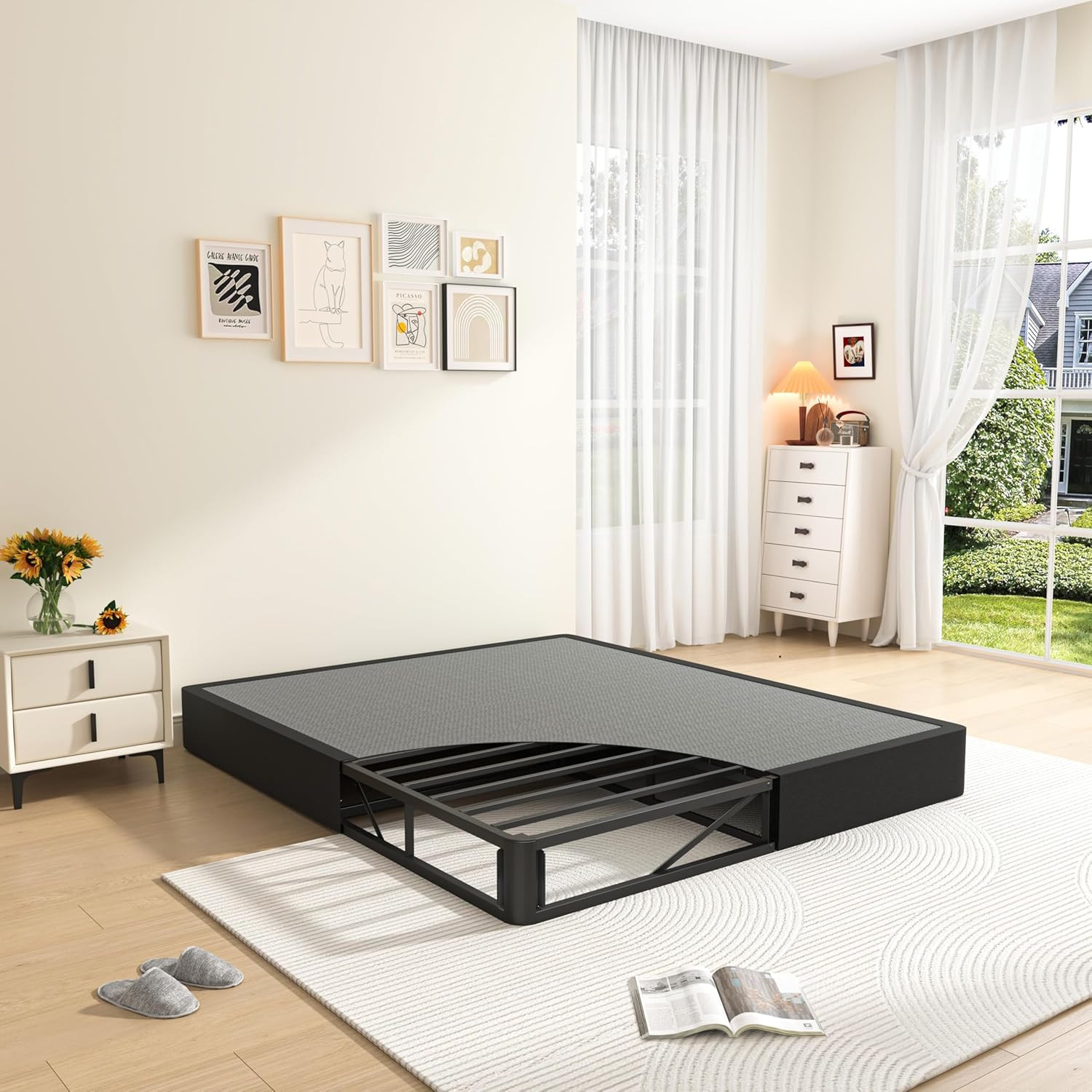Cal King Heavy Duty 10" Box Spring with Easy Clean Cover & Simple Assembly
