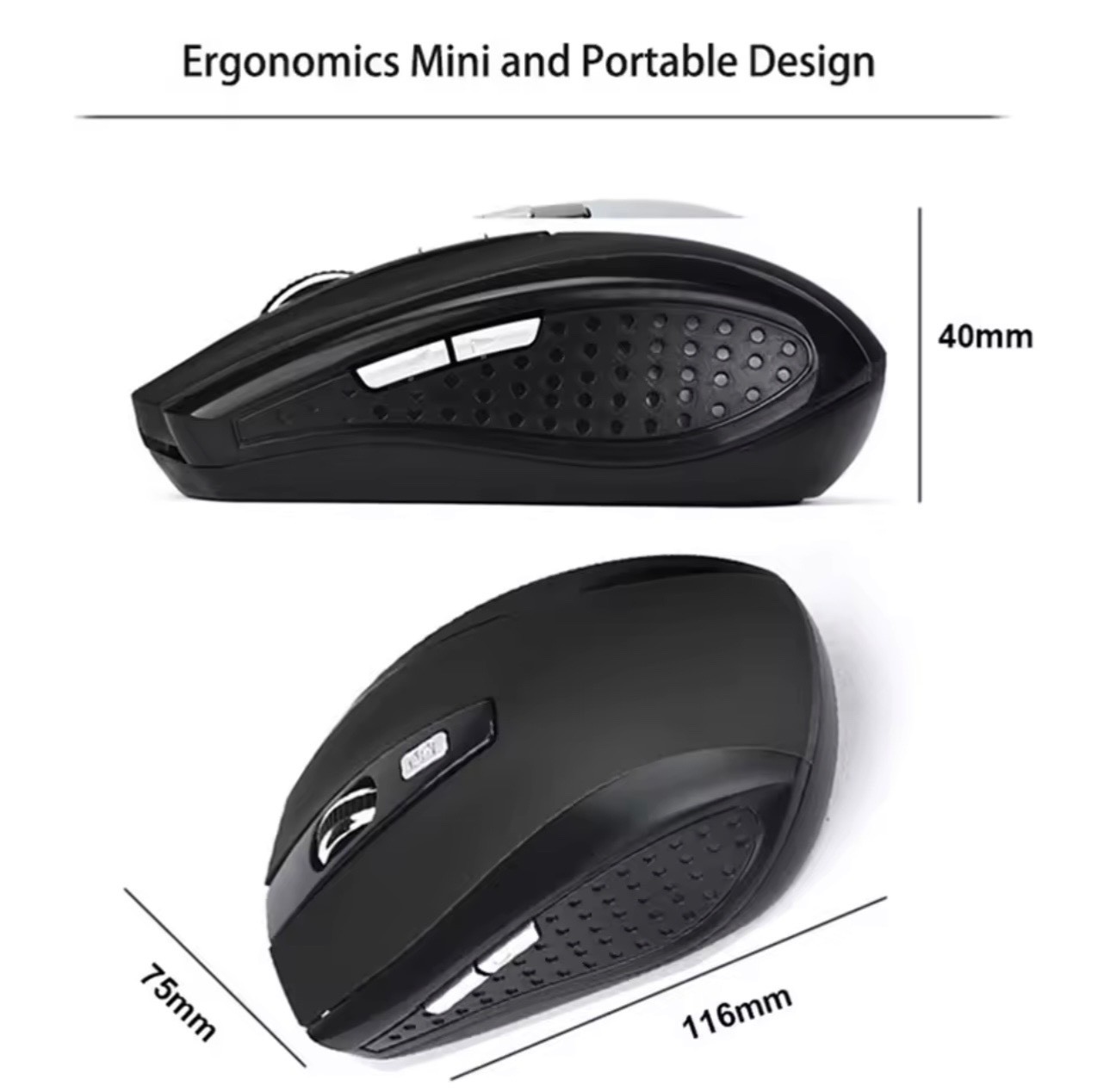 Wireless Mouse 2.4G USB Silent Optical Laptop PC Computer Ergonomic Black