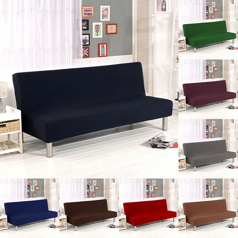 Futon Slipcover Armless Sofa Cover Stretch Full Folding Bed Protector Elastic
